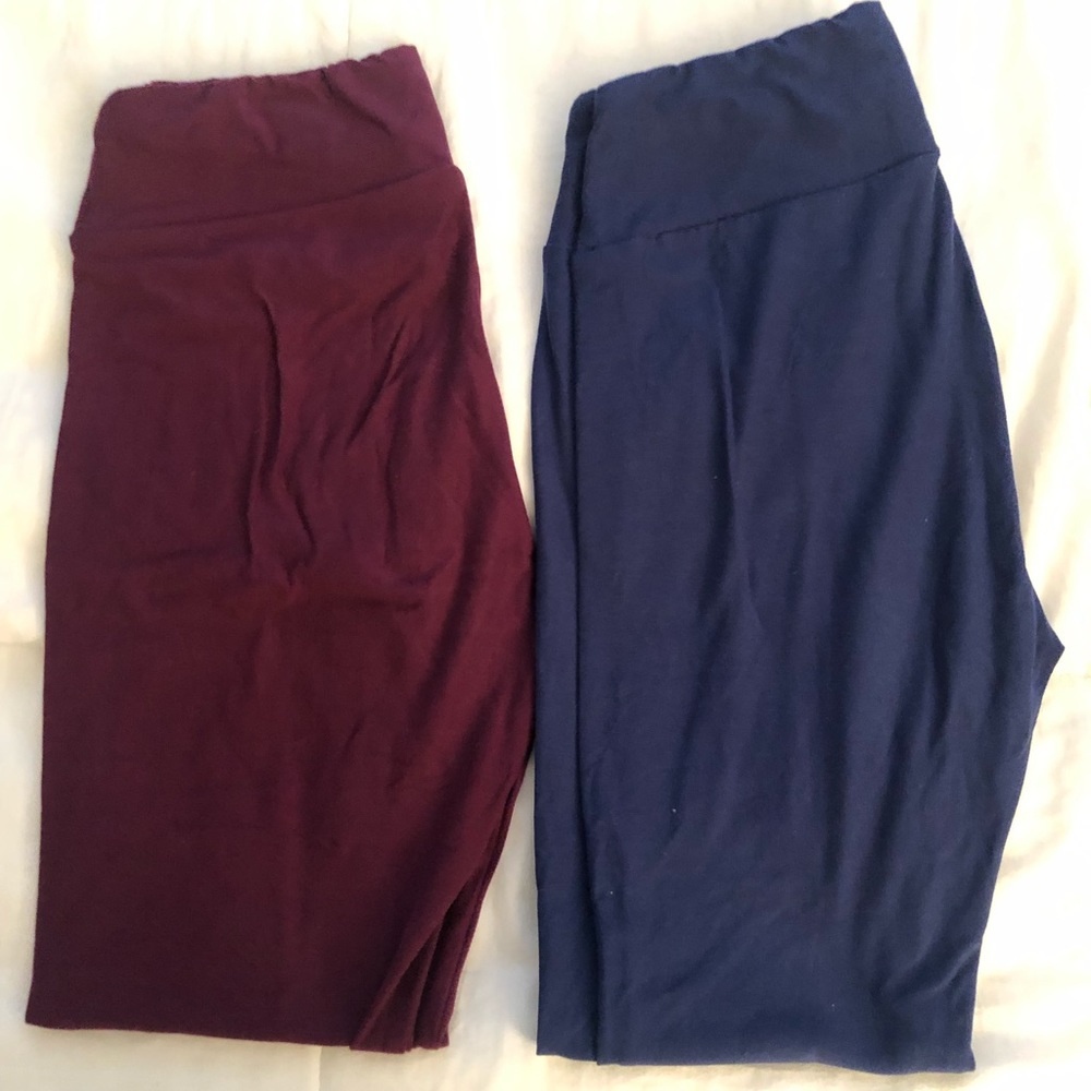 Lularoe OS Leggings Bundle Blue and Maroon